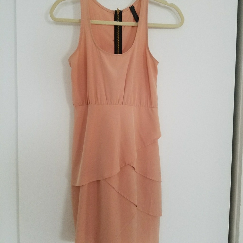 Audrey light pink tank dress w/ruffles&zipper
